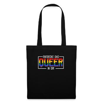 Entdecke das queer in dir LGBTQ Community - Stoffbeutel - Schwarz - Vorne