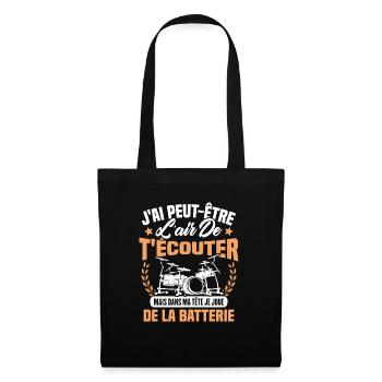 Dans Ma Tête Je Joue De La Batterie Batteur Cadeau - Sac en tissu - noir - Devant