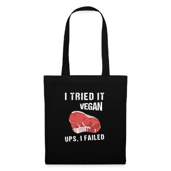 I Tried It Vegan Ups I Failed Veganer Vegetarier - Stoffbeutel - Schwarz - Vorne