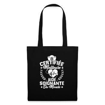 Certifiée meilleure aide-soignante du monde - Sac en tissu - noir - Devant