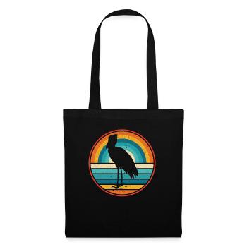 Retro Schuhschnabel Storch Vogel Flüsterer Walkopf - Stoffbeutel - Schwarz - Vorne
