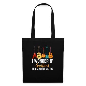 Je me demande si les guitares pensent à moi trop drôle Guita - Sac en tissu - noir - Devant