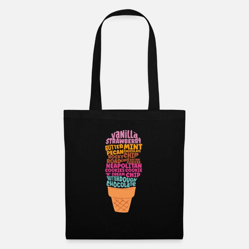 Ice Cream Word Cloud Cone Sundae - Stoffbeutel - Schwarz