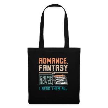 Lecture de romans d’amour, de fantasy ou de romans policiers - Sac en tissu - noir - Devant
