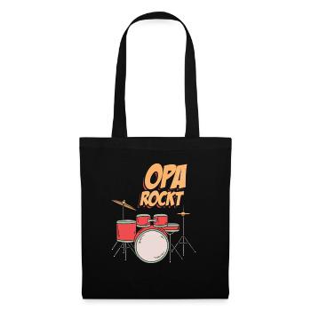 Opa Rockt Schlagzeug Spielen Schlagzeuger - Stoffbeutel - Schwarz - Vorne