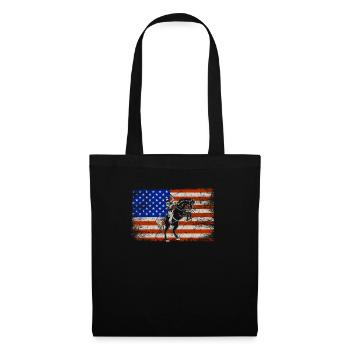 USA Flag Cowboy Roping Équitation américaine - Sac en tissu - noir - Devant
