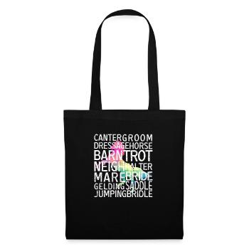 Typographie de cheval Word Art Équitation Équitation - Sac en tissu - noir - Devant