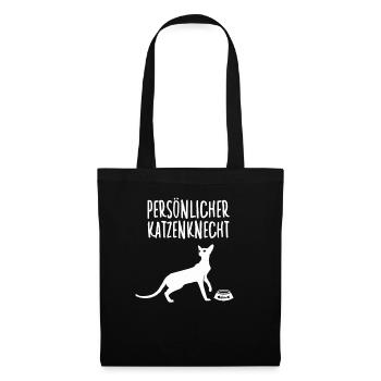 Lustiges Katzenhalter Katzenknecht Katzenbesitzer - Stoffbeutel - Schwarz - Vorne
