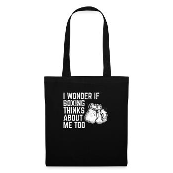 I Wonder If Boxing Thinks About Me Too Funny Boxin - Tote Bag - black - Front