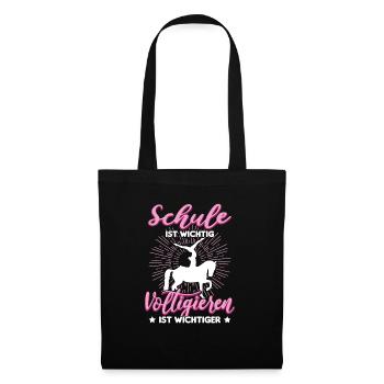 Voltigieren Volti Voltigier Pferde Pferdemädchen - Stoffbeutel - Schwarz - Vorne
