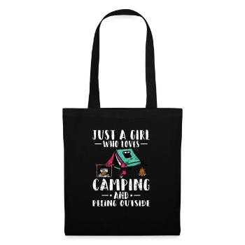 Just A Girl Who Loves Camping & Peeing Outside Fun - Stoffbeutel - Schwarz - Vorne