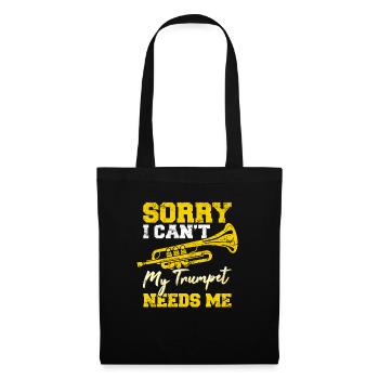 I Can't My Trumpet Needs Me Funny Trumpet Player J - Tote Bag - black - Front