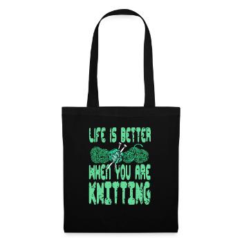 Life Is Better When You Are Knitting Vintage - Tote Bag - black - Front