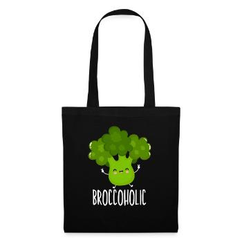 Broccoholic Gemüse Vegetarischer veganer Brokkoli - Stoffbeutel - Schwarz - Vorne