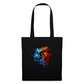 MountaBike Red Blue Fire Mountain Bike Rider - Tote Bag - black - Front
