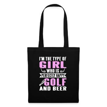 Une fille qui est parfaitement heureuse avec le golf et la bière - Sac en tissu - noir - Devant