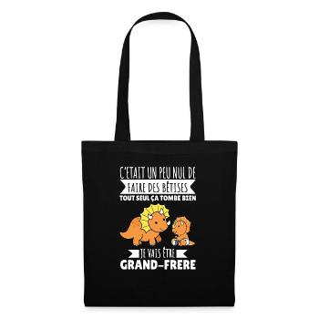 Je Vais Être Grand Futur Grand frère Annonce Bébé - Sac en tissu - noir - Devant