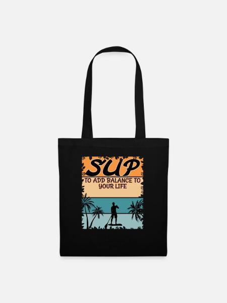 Retro Vintage SUP - Stand Up Paddling Male - Stoffbeutel - Schwarz