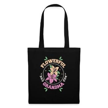 Grand-mère fleurie - Sac en tissu - noir - Devant