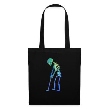 Skelett Golfspieler Lustig Halloween Golfen Sport - Stoffbeutel - Schwarz - Vorne