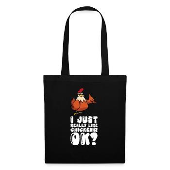 J’aime beaucoup les poulets - Sac en tissu - noir - Devant