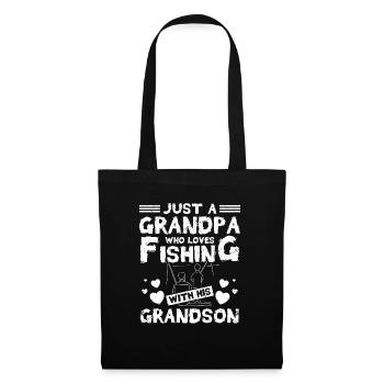Grandpa loves fishing with his grandson - Stoffbeutel - Schwarz - Vorne