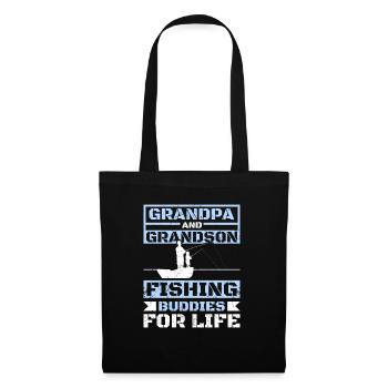 Grandpa and grandson fishing buddies for life - Stoffbeutel - Schwarz - Vorne