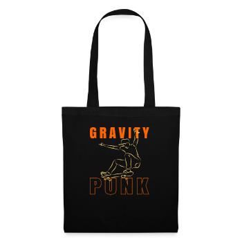 Gravity-Skater auf PUNK-Schriftzug mit Skateboard - Stoffbeutel - Schwarz - Vorne