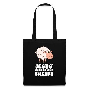 Jesus, Kaffee Und Schafe - Stoffbeutel - Schwarz - Vorne