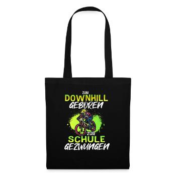 Schüler Junge Mountainbike MTB Spruch Downhill - Stoffbeutel - Schwarz - Vorne