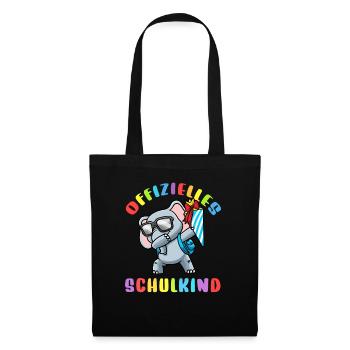 Schulkind Einschulung Elefant - Stoffbeutel - Schwarz - Vorne