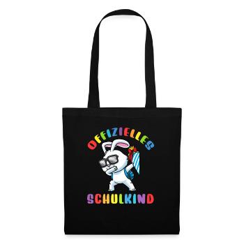 Schulkind Einschulung Hase - Stoffbeutel - Schwarz - Vorne