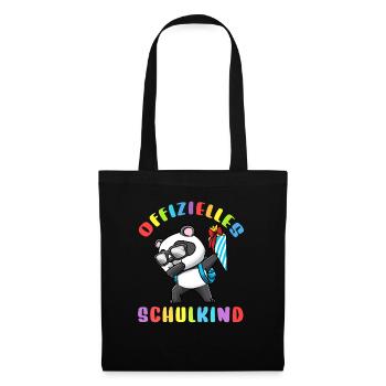 Schulkind Einschulung Panda - Stoffbeutel - Schwarz - Vorne