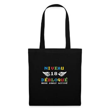 Niveau 18 Débloqué mode adult activé - Sac en tissu - noir - Devant