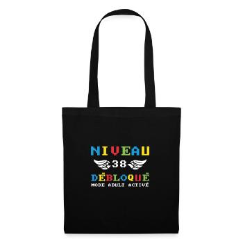 Niveau 38 Débloqué. mode adult activé - Sac en tissu - noir - Devant