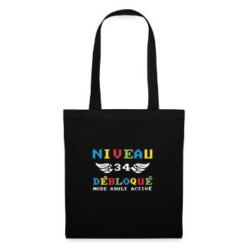 Niveau 34 Débloqué mode adult activé - Sac en tissu - noir - Devant