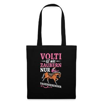 Voltigieren Volti Voltigier Pferde Pferdemädchen - Stoffbeutel - Schwarz - Vorne