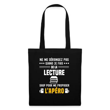 lecture ne dérangez pas sauf apéro - Sac en tissu - noir - Devant