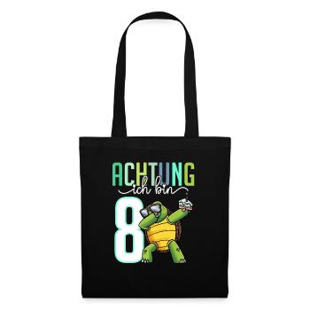Zum 8. Geburtstag 8 Jahre Schildkröte Junge - Stoffbeutel - Schwarz - Vorne