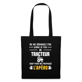 tracteur ne dérangez pas sauf apéro - Sac en tissu - noir - Devant