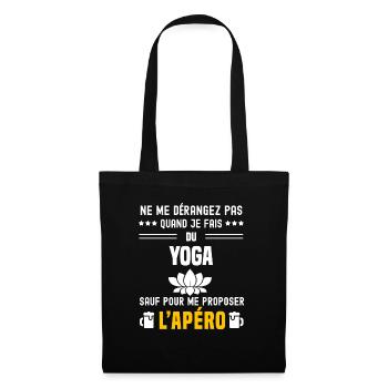 yoga lotus ne dérangez pas sauf apéro - Sac en tissu - noir - Devant
