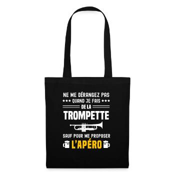 trompette instrument ne dérangez pas sauf apéro - Sac en tissu - noir - Devant