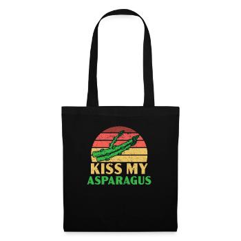 Kiss My Asparagus Lover Vegan Gemüse Vegetarisch - Stoffbeutel - Schwarz - Vorne