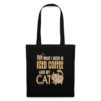 What I Need Is Iced Coffee And My Cat T-Shirt - Tote Bag - black - Front