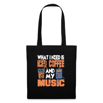 What I Need IS Iced Coffee And My Music Vintage - Stoffbeutel - Schwarz - Vorne