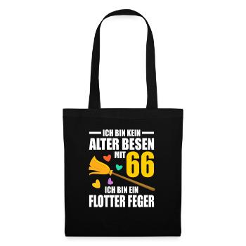 Alter Besen Junger Feger 66 Jahre 66. Geburtstag - Stoffbeutel - Schwarz - Vorne