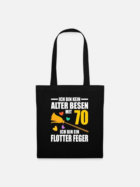 Alter Besen Junger Feger 70 Jahre 70. Geburtstag - Stoffbeutel - Schwarz