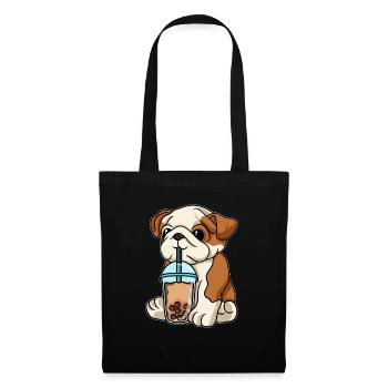 English Bulldog drinks Bubble Tea - Tote Bag - black - Front