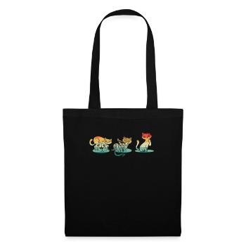 Citrouille Effrayant Zombie Chats Noirs Creepy - Sac en tissu - noir - Devant