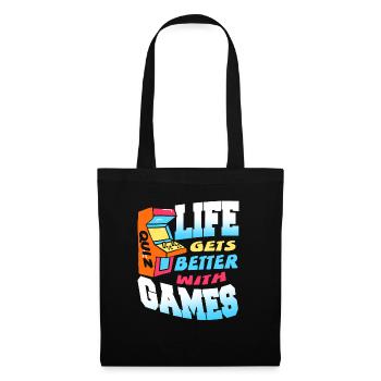 Life Gets Better With Games Retro Quiz Gamer - Tote Bag - black - Front